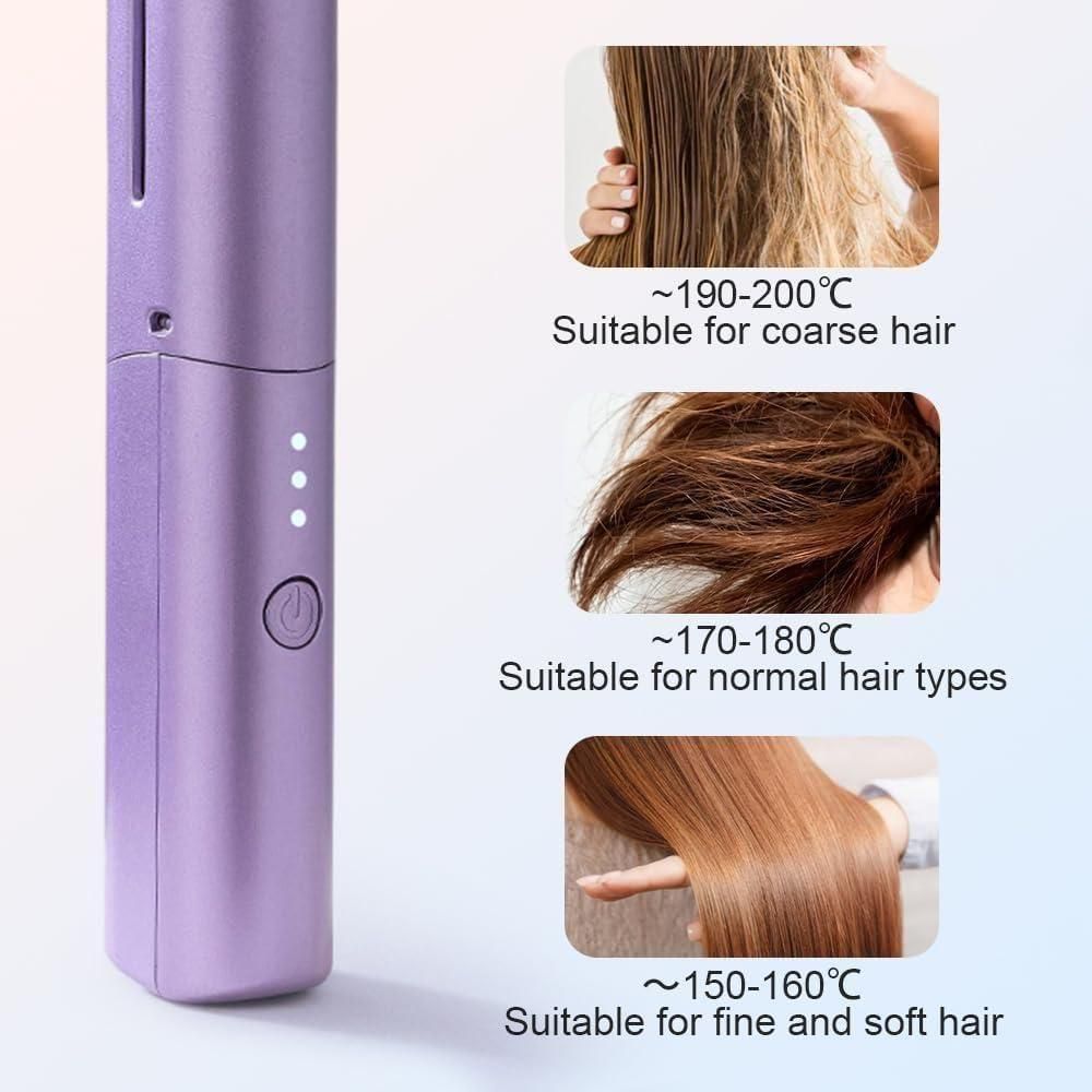 Meneflix Mini Portable Hair Straightener | Cordless, Rechargeable Hot Comb