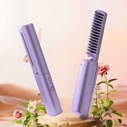 Meneflix Mini Portable Hair Straightener | Cordless, Rechargeable Hot Comb